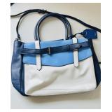 Blue & white purse handbag , made by Reed a