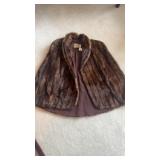Vintage striped fur cape coat, label pelts furs