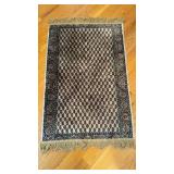 Small antique Persian silk carpet rug, full