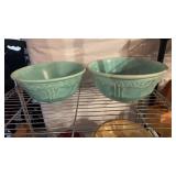 2 orange tree, turquoise mixing bowls, by the