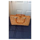 Vintage tropical woven basket, purse, bag with