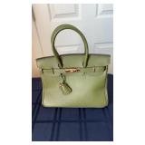 Olive Green leather Barkin purse, bag, in like
