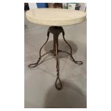 Antique, copper adjustable height, stool, with a