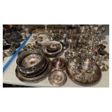 Large collection of silver plate, antique, and