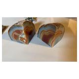 Large Geo stone bookends, cut, geode, polished on