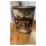 Hunting fabric covered metal trashcan measure 13