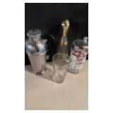 4 vintage cocktail, shakers, includes a bowling