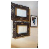2 carve wood frames with brass embellishments of