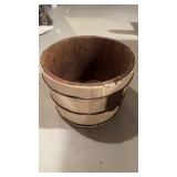Antique wood barrel bucket, with square wood