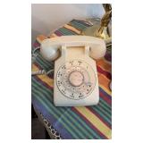 Vintage light, yellow, rotary, telephone, was