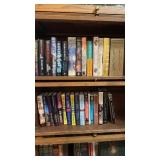 Two shelves collection of books, JA, Jan, Stuart,