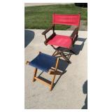 Vintage folding deck chair & footstool