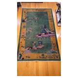 Good antique Chinese landscape carpet rug,