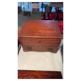 Antique small, mahogany, silver chest, with one