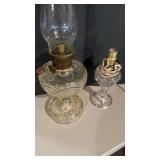 Antique pressed glass Aladdin oil, lamp, all