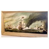 Large Antique original Oil Painting on board,