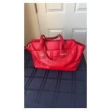 Coach red leather purse, bag, brass hardware, in