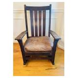 Antique Stickley Mission oak rocking chair,