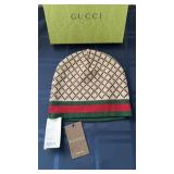 Gucci beanie hat, classic brown, check pattern