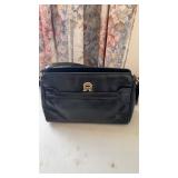 Black leather purse hand bag with a Etienne Aigner
