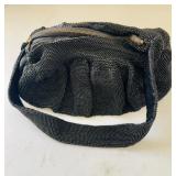 Vintage 1940s black beaded handbag, with a black