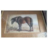 Antique framed Horse painting, original artwork,