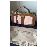 Vintage leather purse handbag structured brown