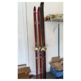 2 pair of antique wooden snow skies