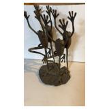 4 metal frog toad dancing sculpture, four frogs