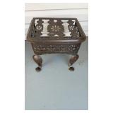 Antique brass side table stand, measures about 18
