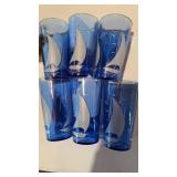 Antique Art Deco sailing ship bar glasses, with