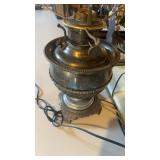 Antique oil lamp, converted to electricity,