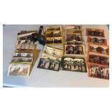 Antique stereo viewer & stereo view cards, large