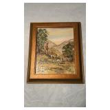 Vintage 1974 original Oil Painting Hunter with