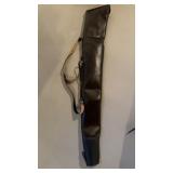 Long shotgun brown leather, travel case, zipper