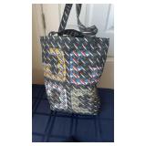 Tory Burch Curly Ribbon Swan Tote Bag featuring a
