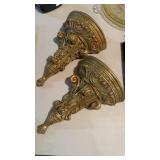Vintage gold tone, wall, sconces, made of a heavy