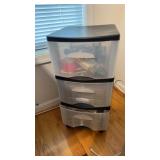 Three drawer plastic storage unit on Pastor