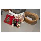 4 Christmas pillows, including a Christmas,