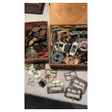 2 boxes of antique buckles and buttons, antique