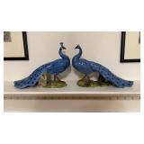 Pair of Italian ceramic peacock figures, painted