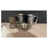 4 pewter pieces, includes a 1961 Harvard lampoon