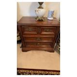 Small three drawer end table bedside stand,
