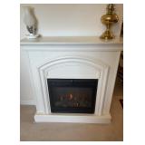 Portable heater fireplace with wood surround,