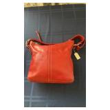 Coach genuine, red, leather bag, purse, with