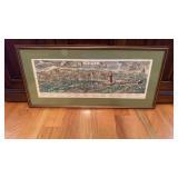 Framed engraving, print room, Italy, titled Roma,