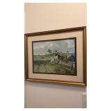 Framed hunting, print, horses, jumping over the