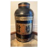 Antique large 15 pound Chinese tea tin  with gold