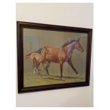 Two vintage  framed horse prints, Each one