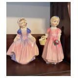 2 royal Doulton  porcelain girl figures, one